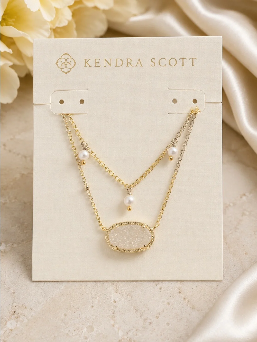 Kendra Scott Elisa Cultured Freshwater Pearl & Drusy stone.